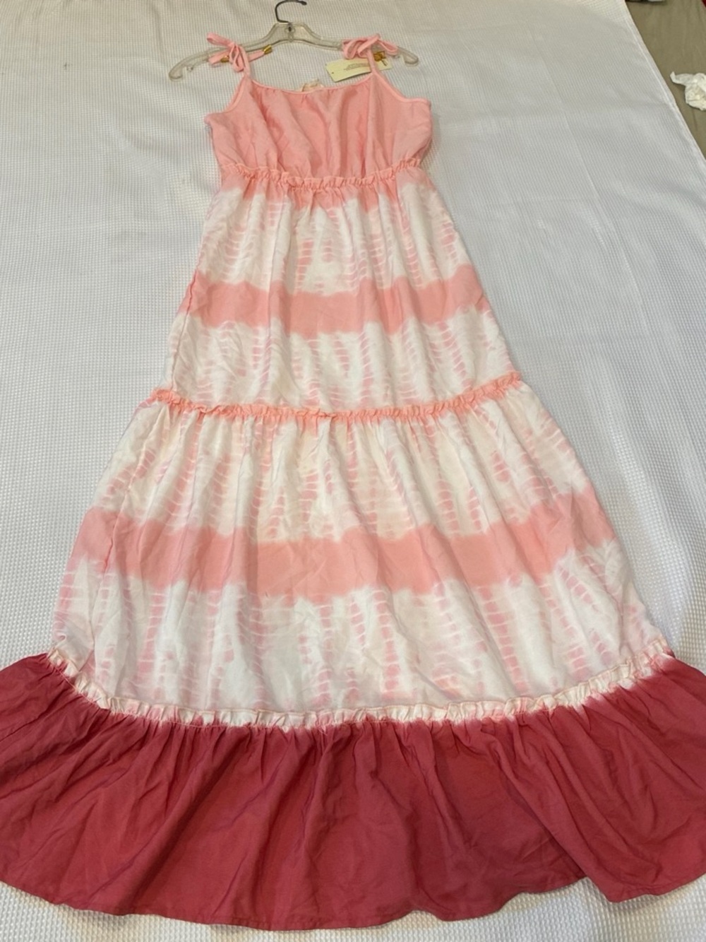 Boho pink white peasant dress for parties cottagecore grandmacore whimsigoth